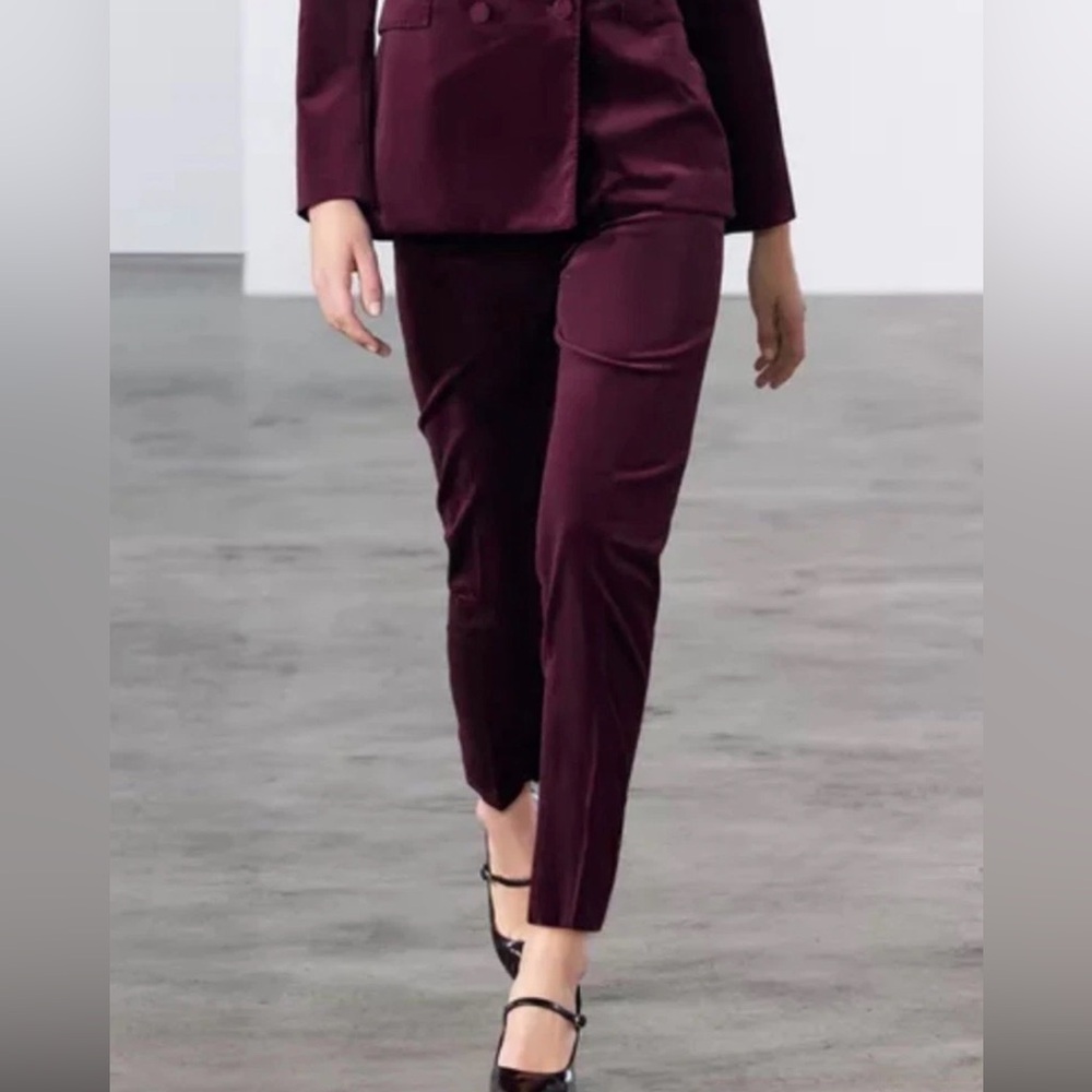 Zara Burgundy velvet pants